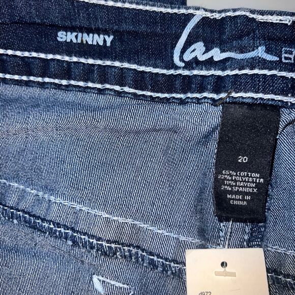 Lane Bryant Womens 20 Dark Wash Distressed Embroidered Jeweled Skinny Denim NEW - Picture 6 of 6